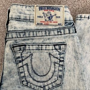 True Religion Acid Washed Skinny Mid Rise Jeans